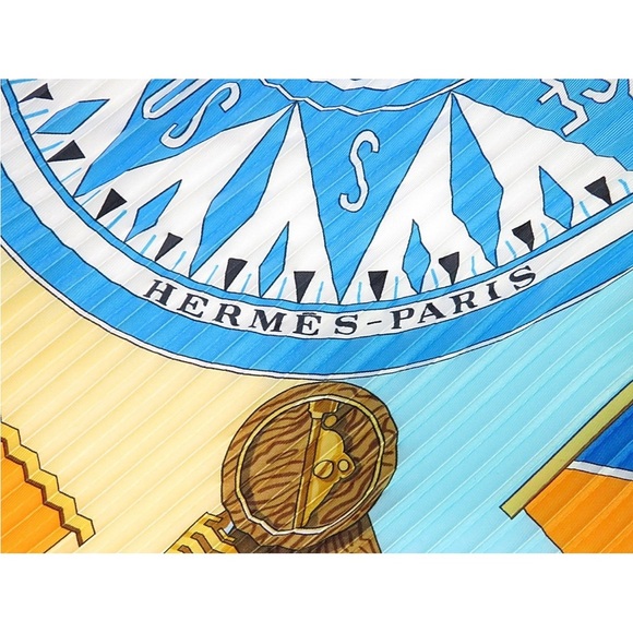 Hermes Blue and Gold Scarf - Picture 9 of 11